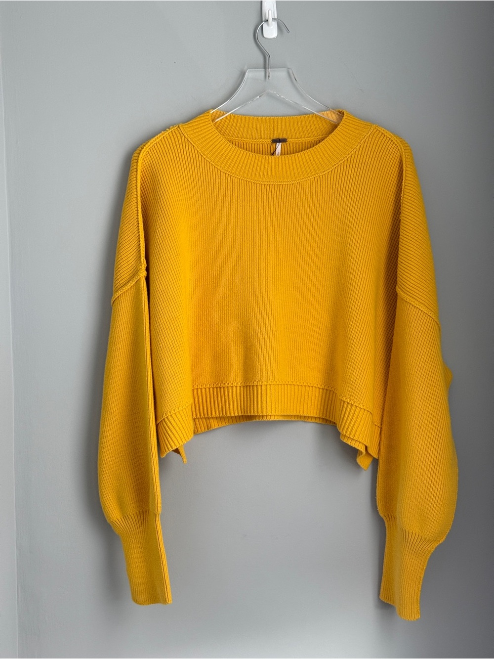Free People Easy Street Crop Pullover Sweater Bumblebee Yellow Medium New Solid